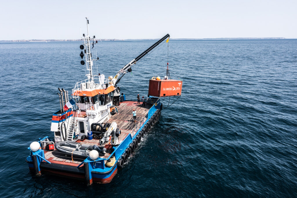 marine camera detect semi-submerged container