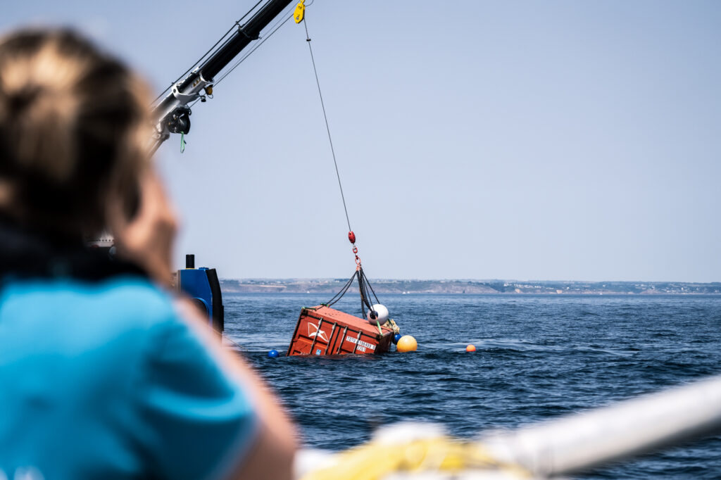 marine camera detect semi-submerged container